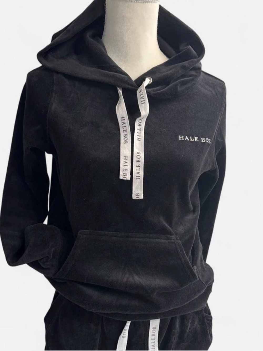 Velour Jogger Set in Black by Hale Bob